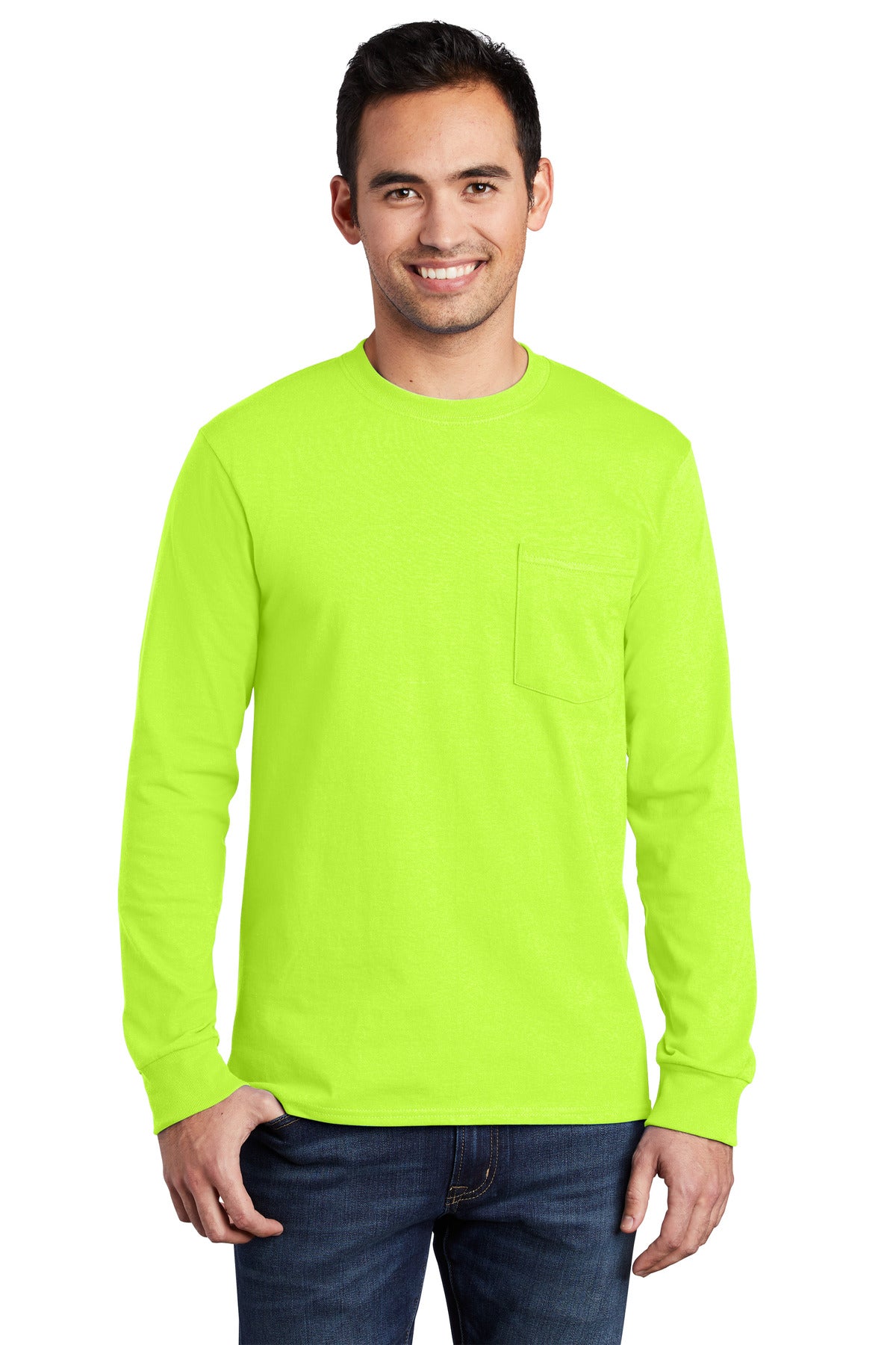 Port & CompanyÂ® - Long Sleeve Essential Pocket Tee.  PC61LSP