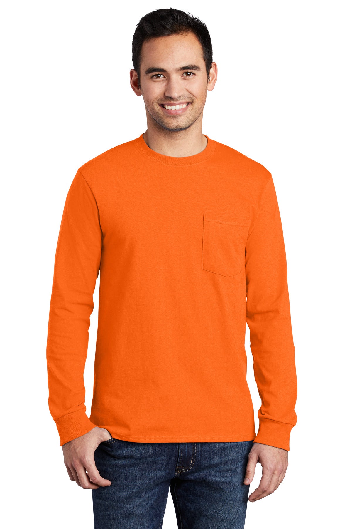 Port & CompanyÂ® - Long Sleeve Essential Pocket Tee.  PC61LSP