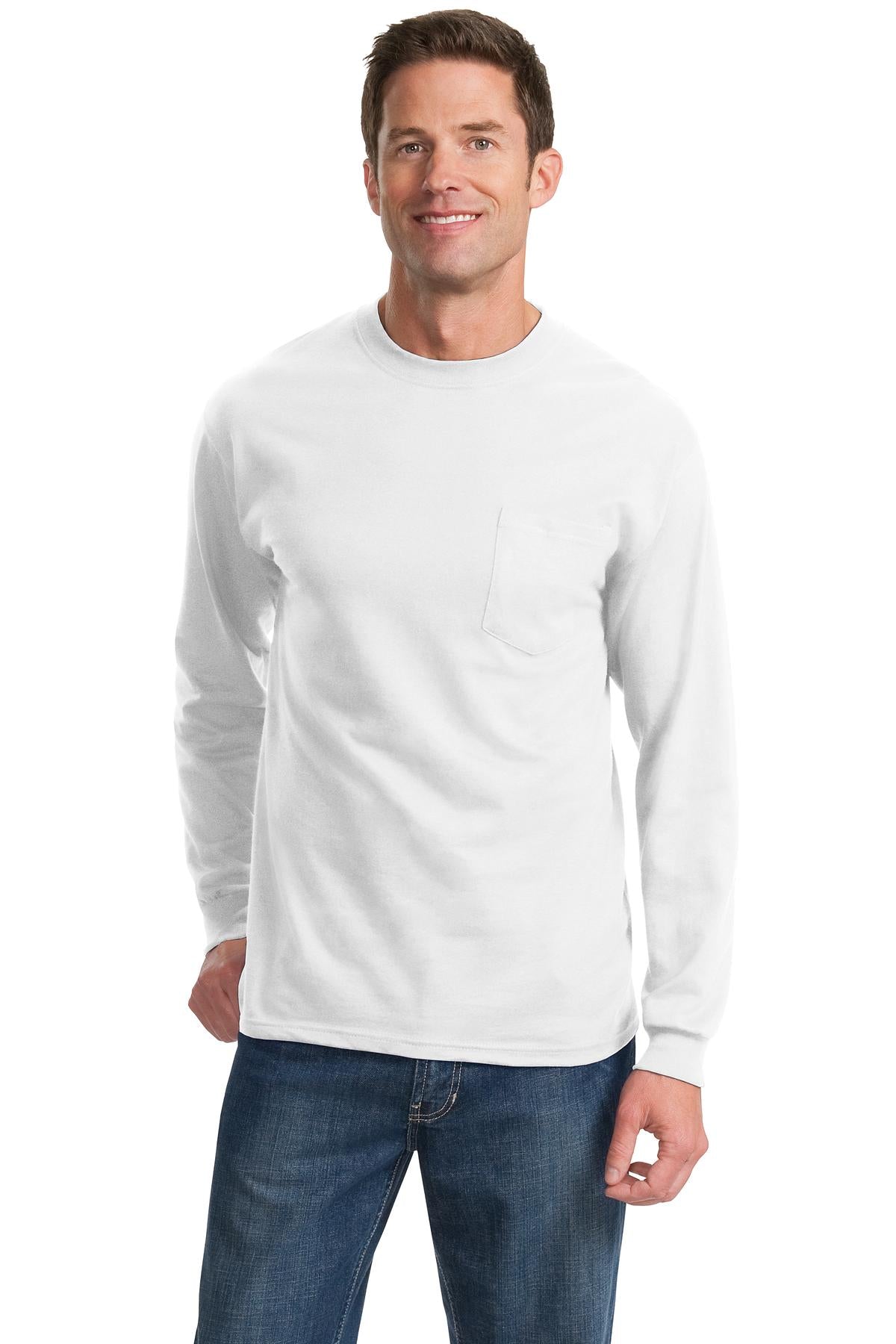 Port & CompanyÂ® - Long Sleeve Essential Pocket Tee.  PC61LSP