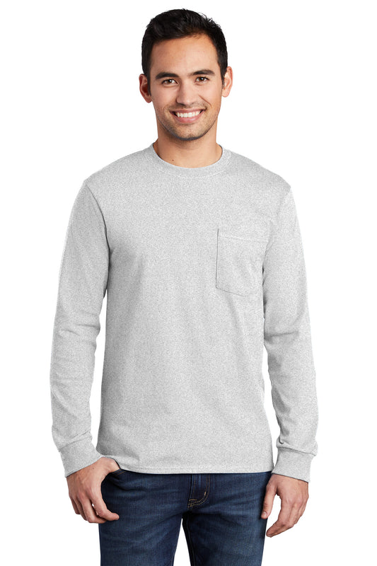 Port & CompanyÂ® - Long Sleeve Essential Pocket Tee.  PC61LSP