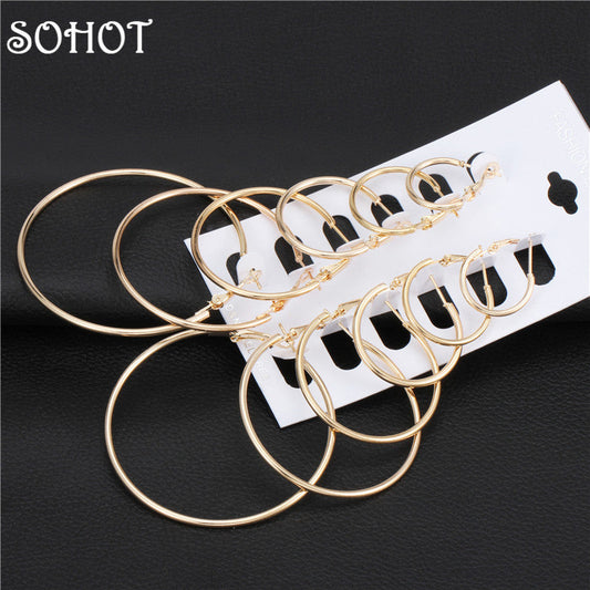 SOHOT Fashion Big Small Nickel Free Hoop Earrings 8 Sizes Party Jewelry Accessories for Women OL Mother Day Gift Wholesale Price