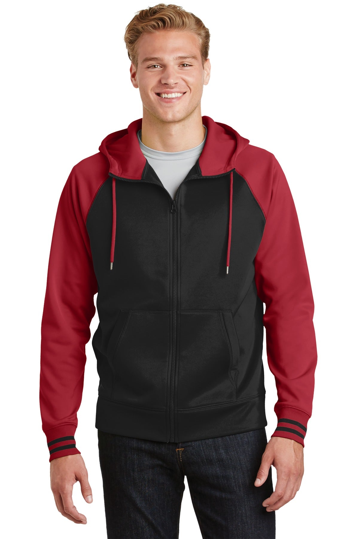 Sport-TekÃ‚Â® Sport-WickÃ‚Â® Varsity Fleece Full-Zip Hooded Jacket. ST236