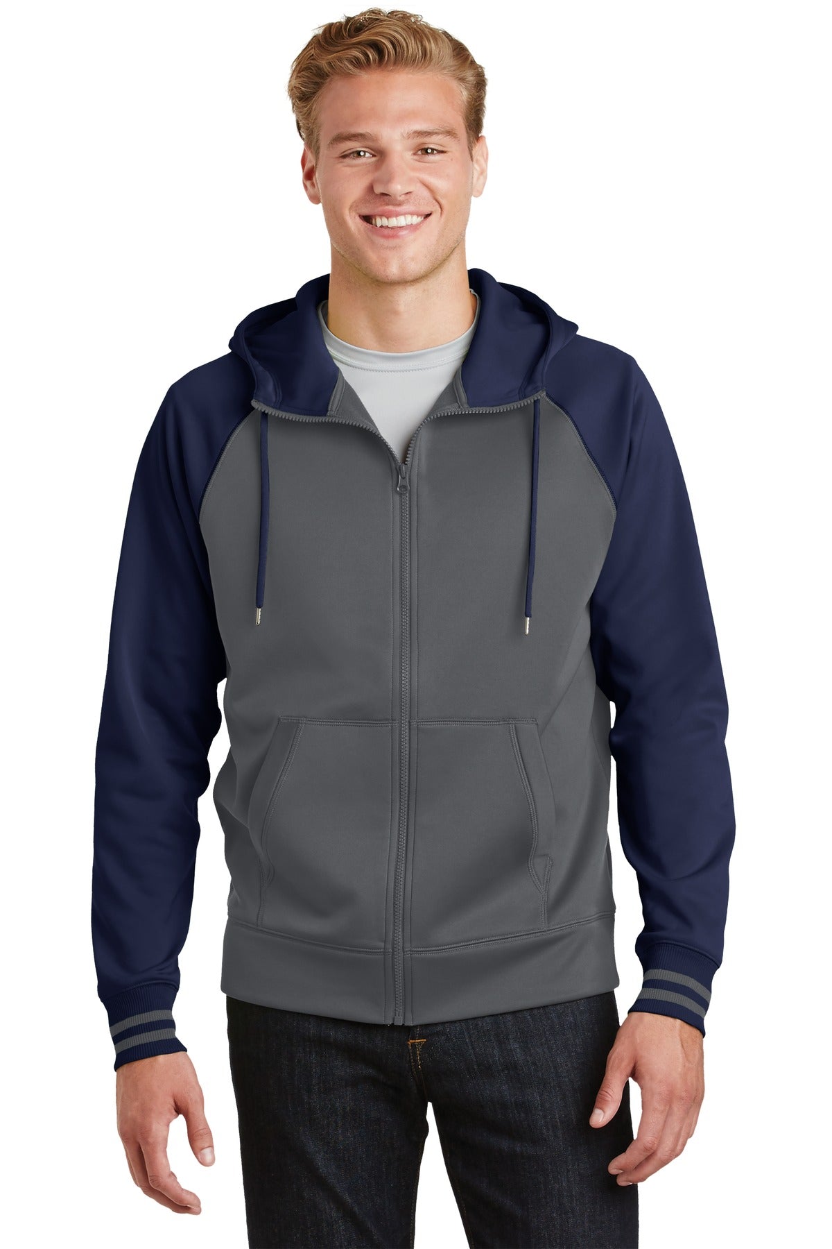 Sport-TekÃ‚Â® Sport-WickÃ‚Â® Varsity Fleece Full-Zip Hooded Jacket. ST236