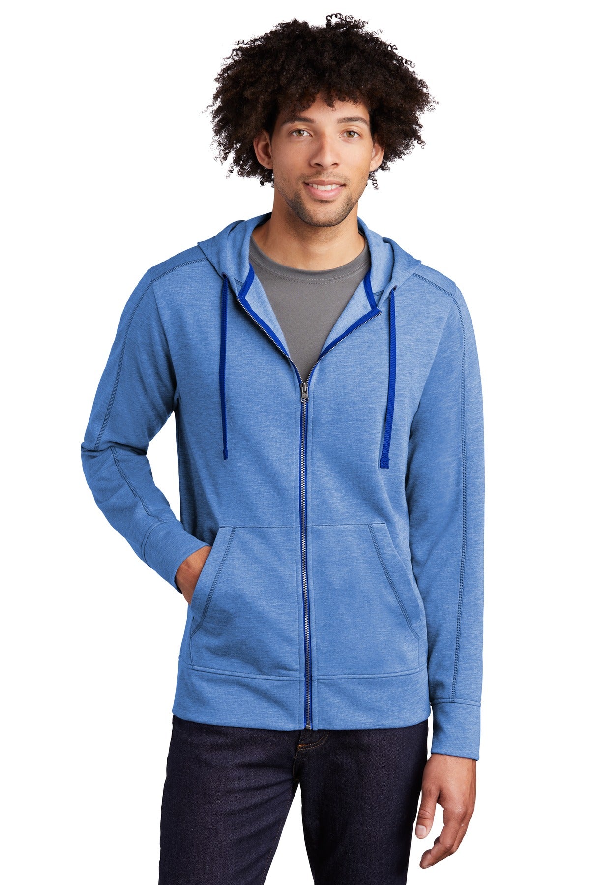 Sport-Tek Ã‚Â® PosiCharge Ã‚Â® Tri-Blend Wicking Fleece Full-Zip Hooded Jacket ST293