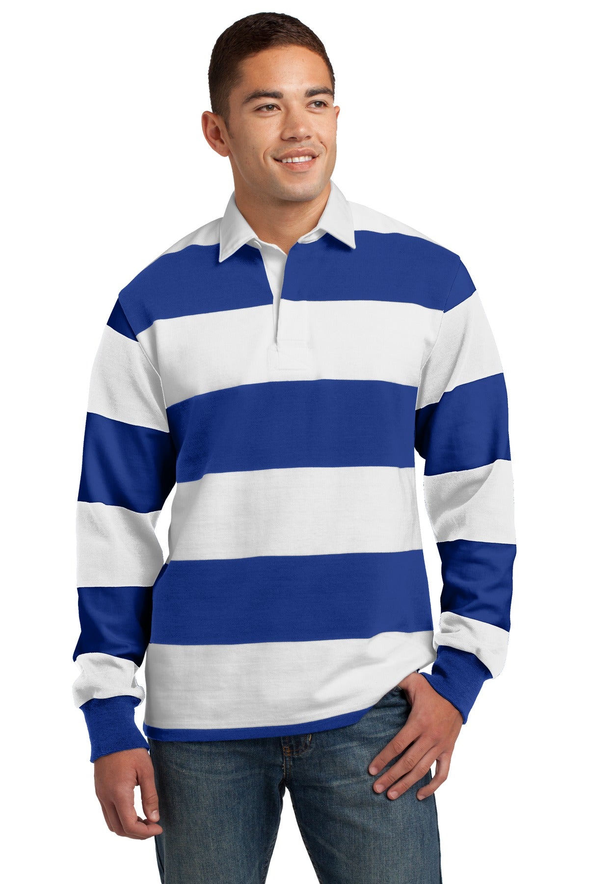 Sport-TekÂ® Classic Long Sleeve Rugby Polo. ST301