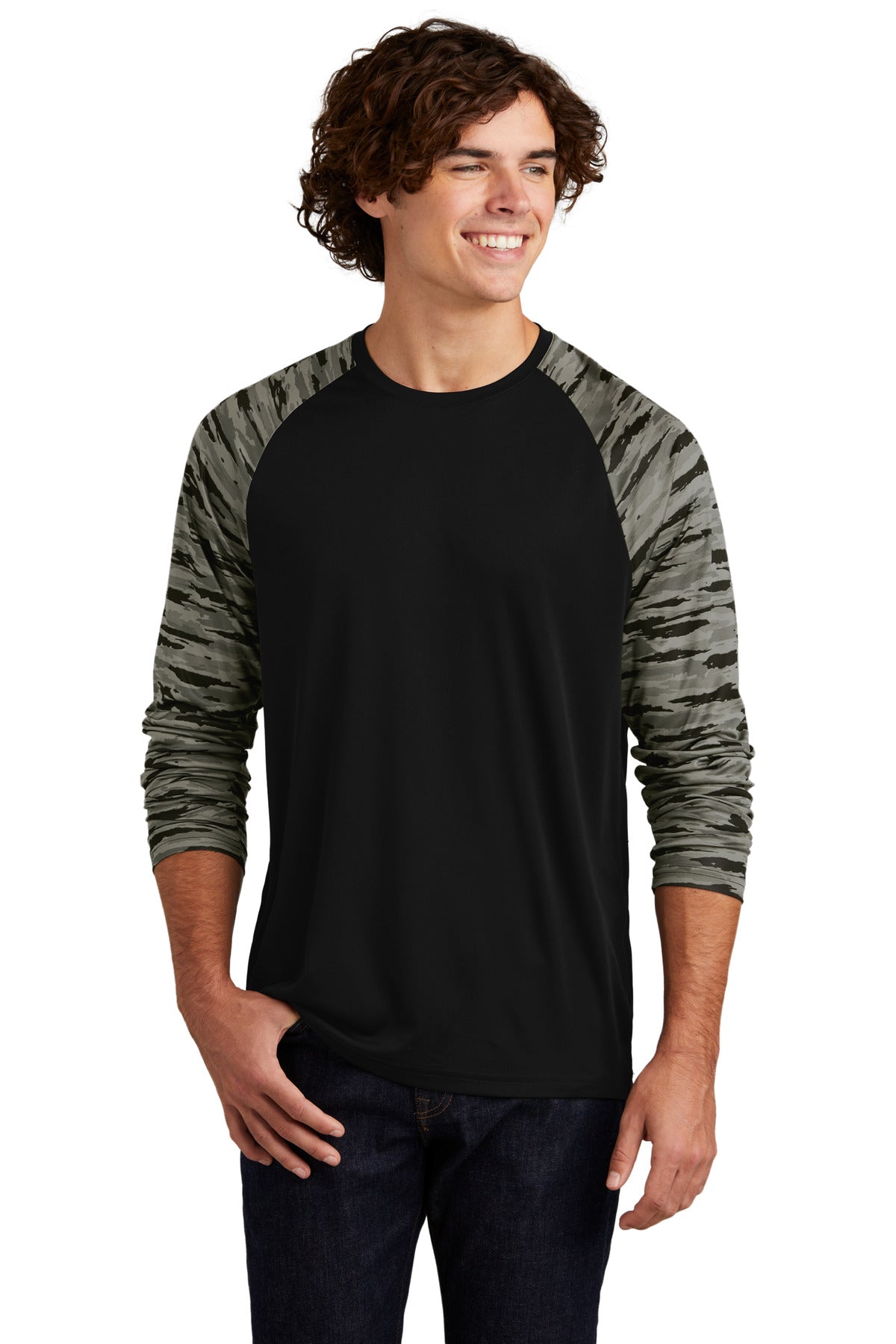 Sport-Tek? Drift Camo Colorblock Long Sleeve Tee ST376LS