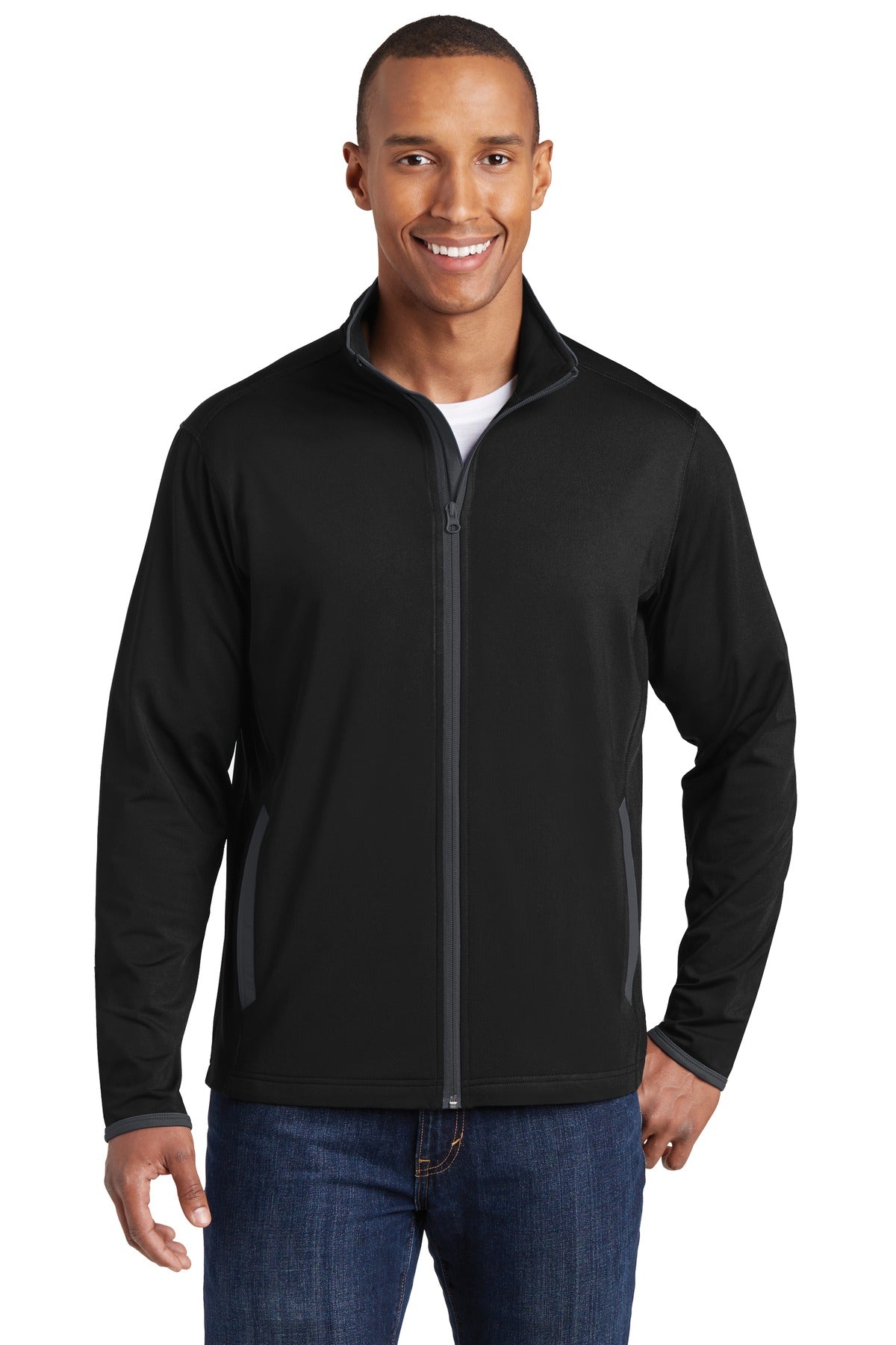 Sport-Tek? Sport-Wick? Stretch Contrast Full-Zip Jacket.  ST853