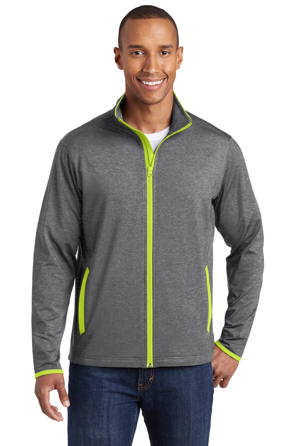 Sport-Tek? Sport-Wick? Stretch Contrast Full-Zip Jacket.  ST853