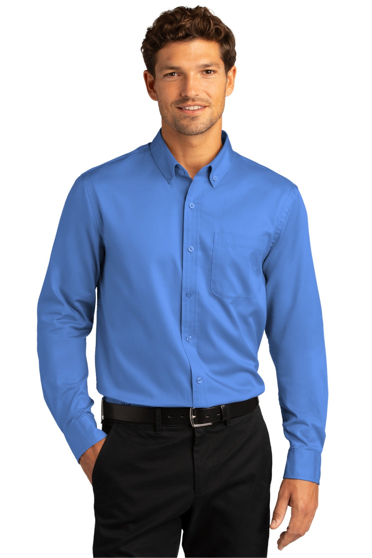 Port AuthorityÂ® Long Sleeve SuperPro Reactâ„¢ Twill Shirt. W808