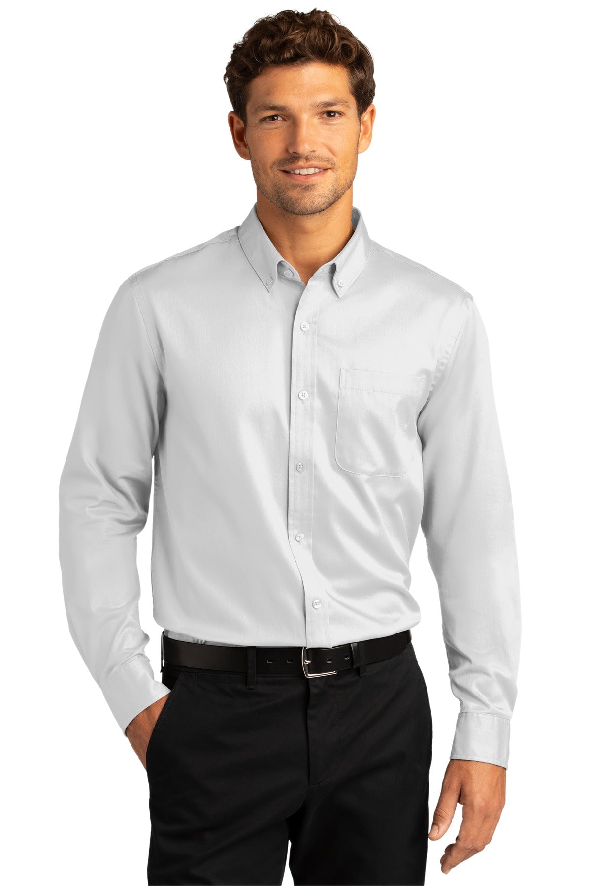 Port AuthorityÂ® Long Sleeve SuperPro Reactâ„¢ Twill Shirt. W808