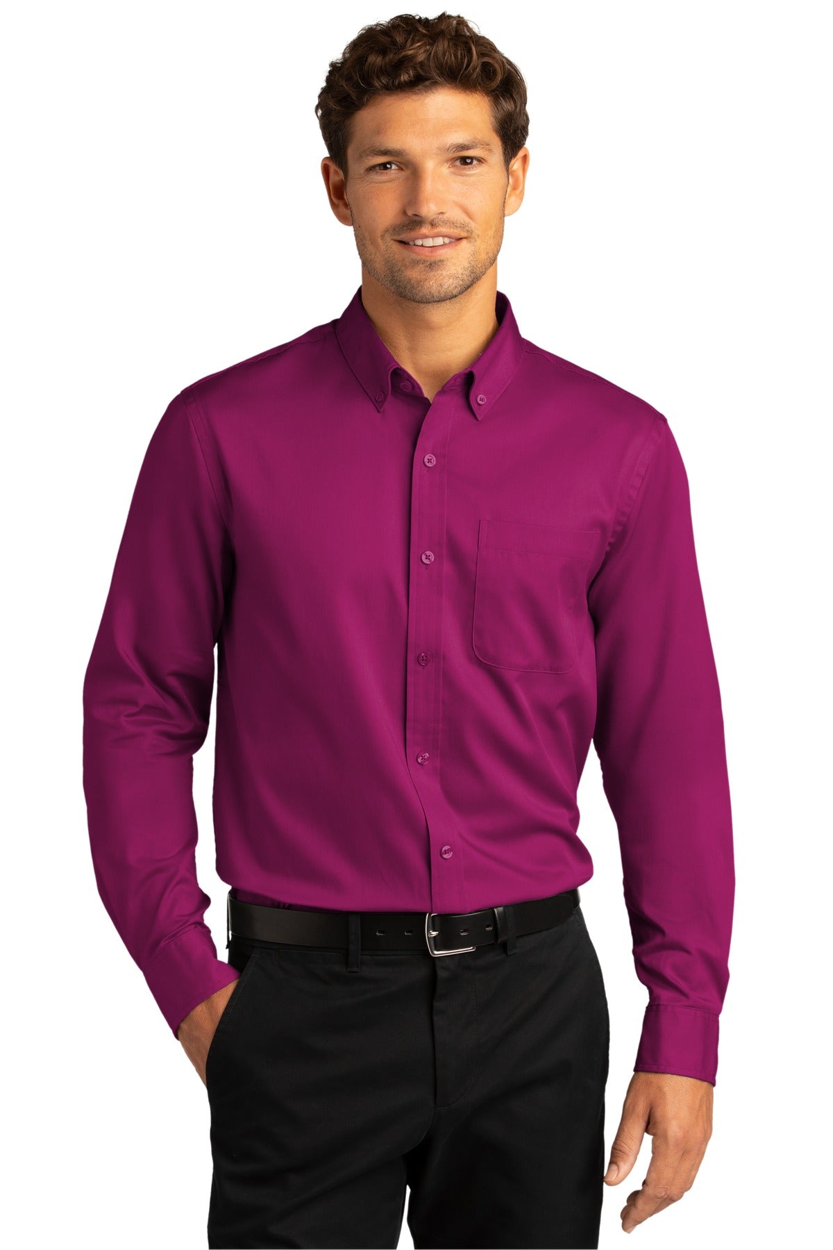 Port AuthorityÂ® Long Sleeve SuperPro Reactâ„¢ Twill Shirt. W808