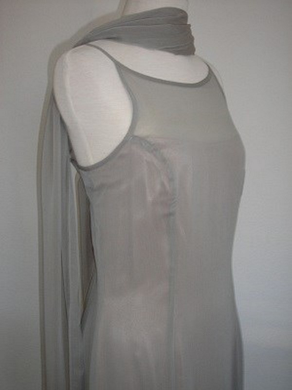 Watters & Watters Women Dress Chiffon Gray-Lite Slvless Scarf Size 10