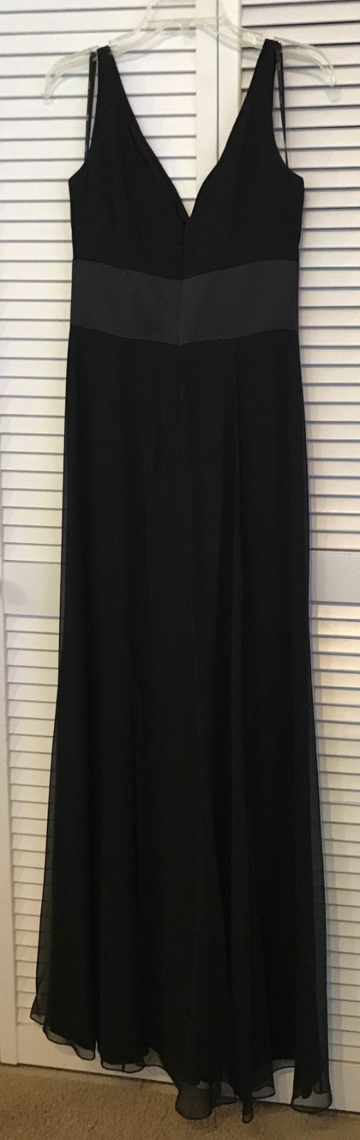 Watters & Watters/WToo Women Dress Chiffon Black Satin Black at Waist Size 6