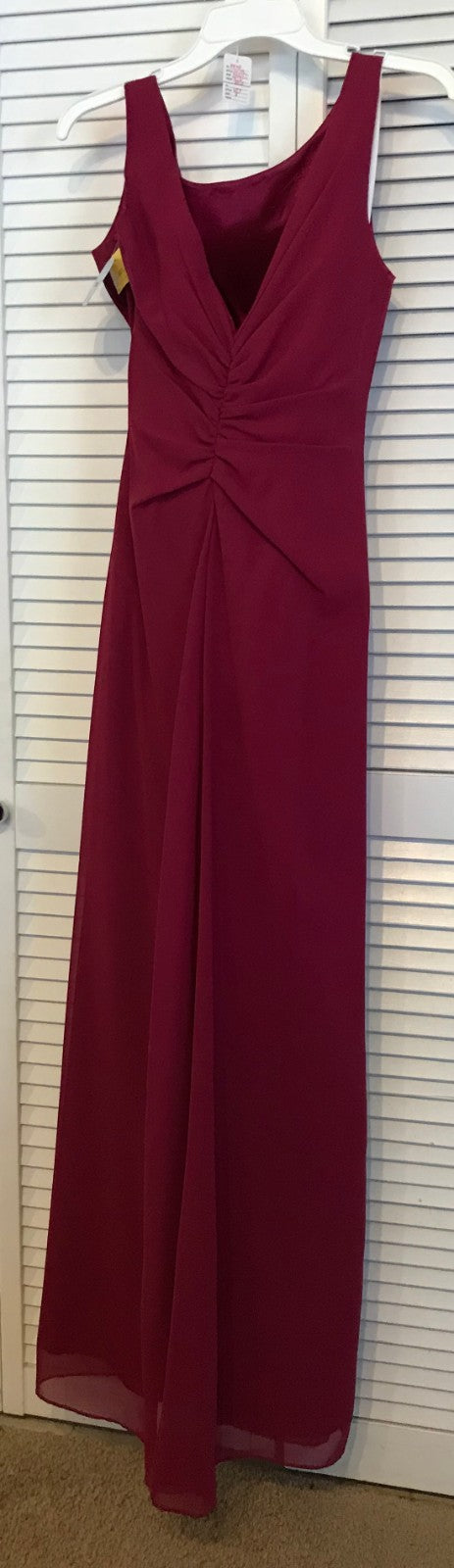 Watters & Watters Women Dress Chiffon Maroon Tucking Back Size 2