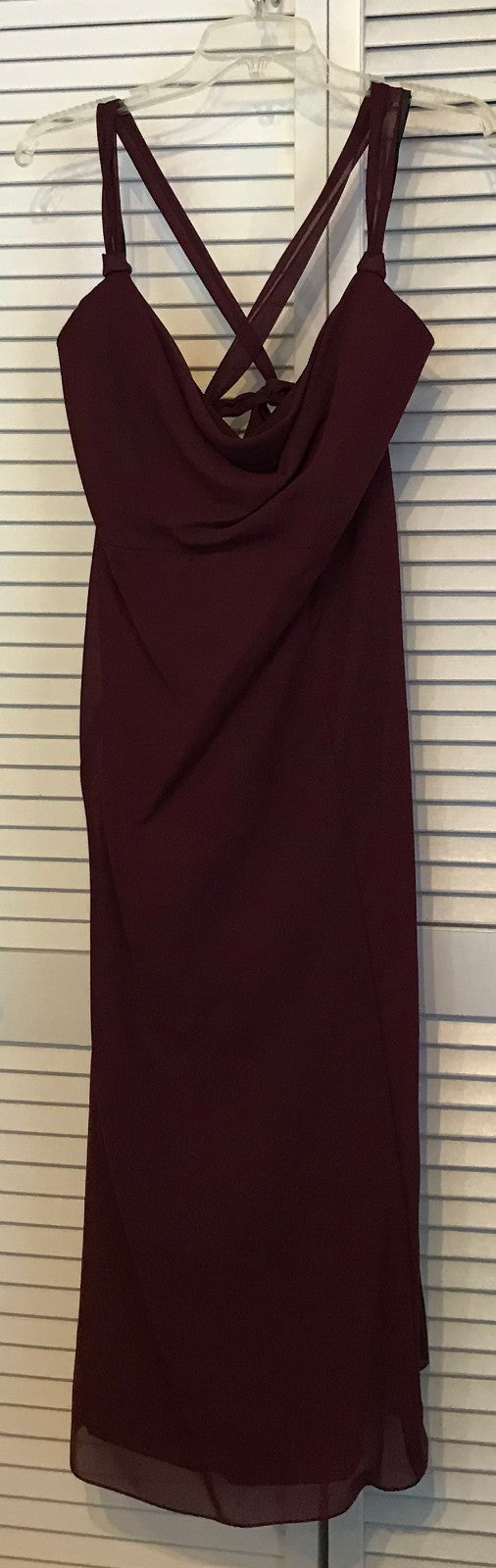 Watters & Watters Women Dress Chiffon Maroon Tie Back Midi Size 2