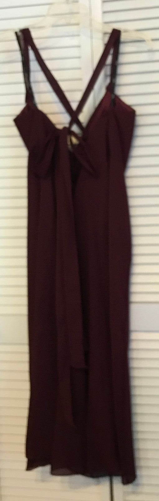 Watters & Watters Women Dress Chiffon Maroon Tie Back Midi Size 2