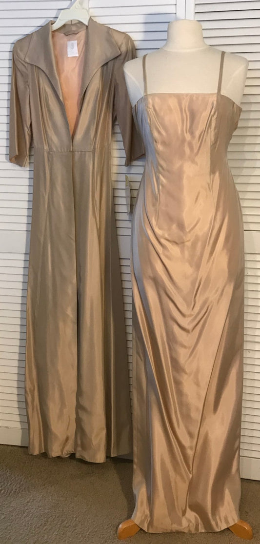 Watters & Watters Women Dress Suit Dress and Long Coat Crepe Beige Size 4