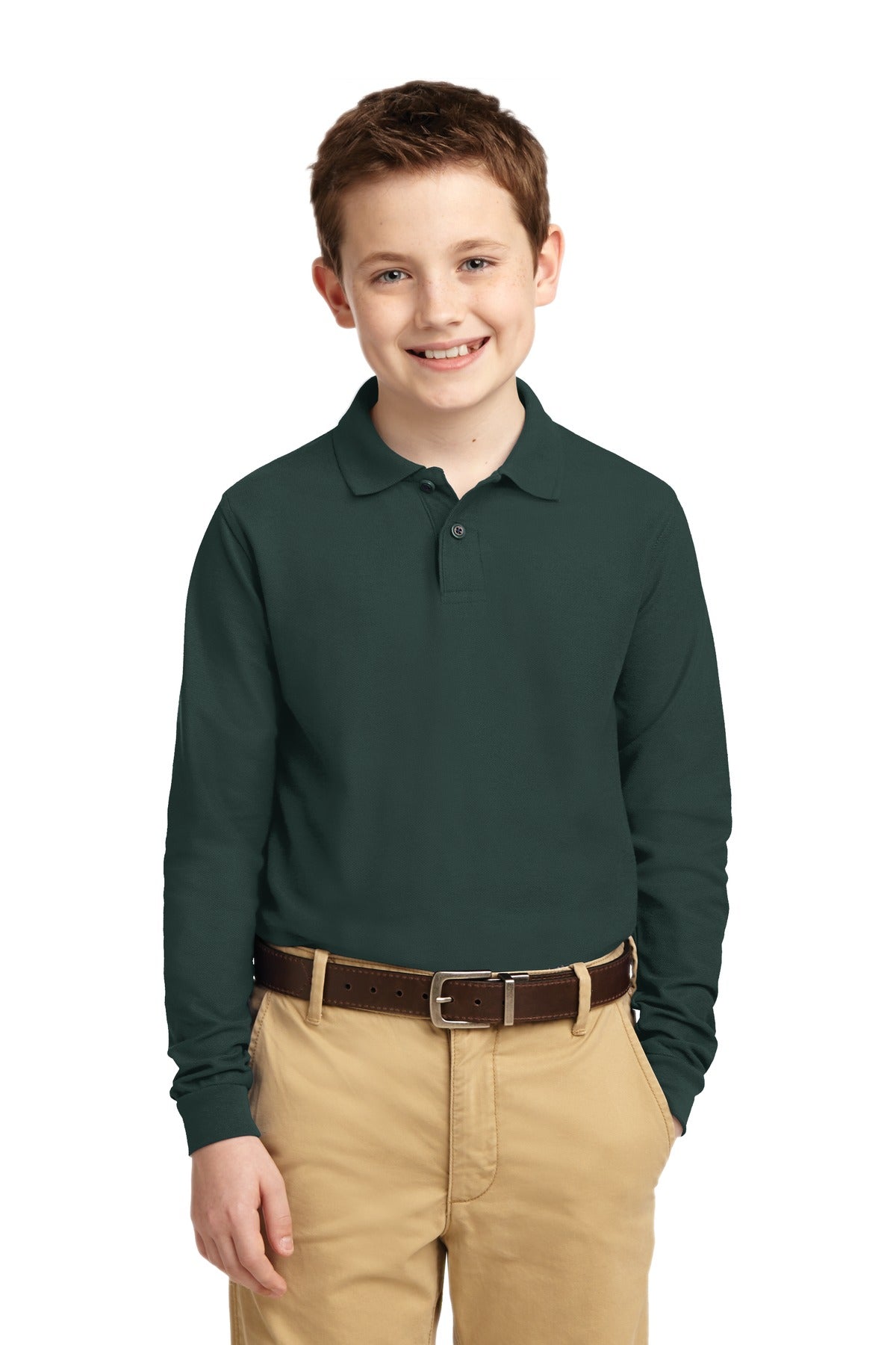 Port AuthorityÂ® Youth Long Sleeve Silk Touchâ„¢ Polo.  Y500LS