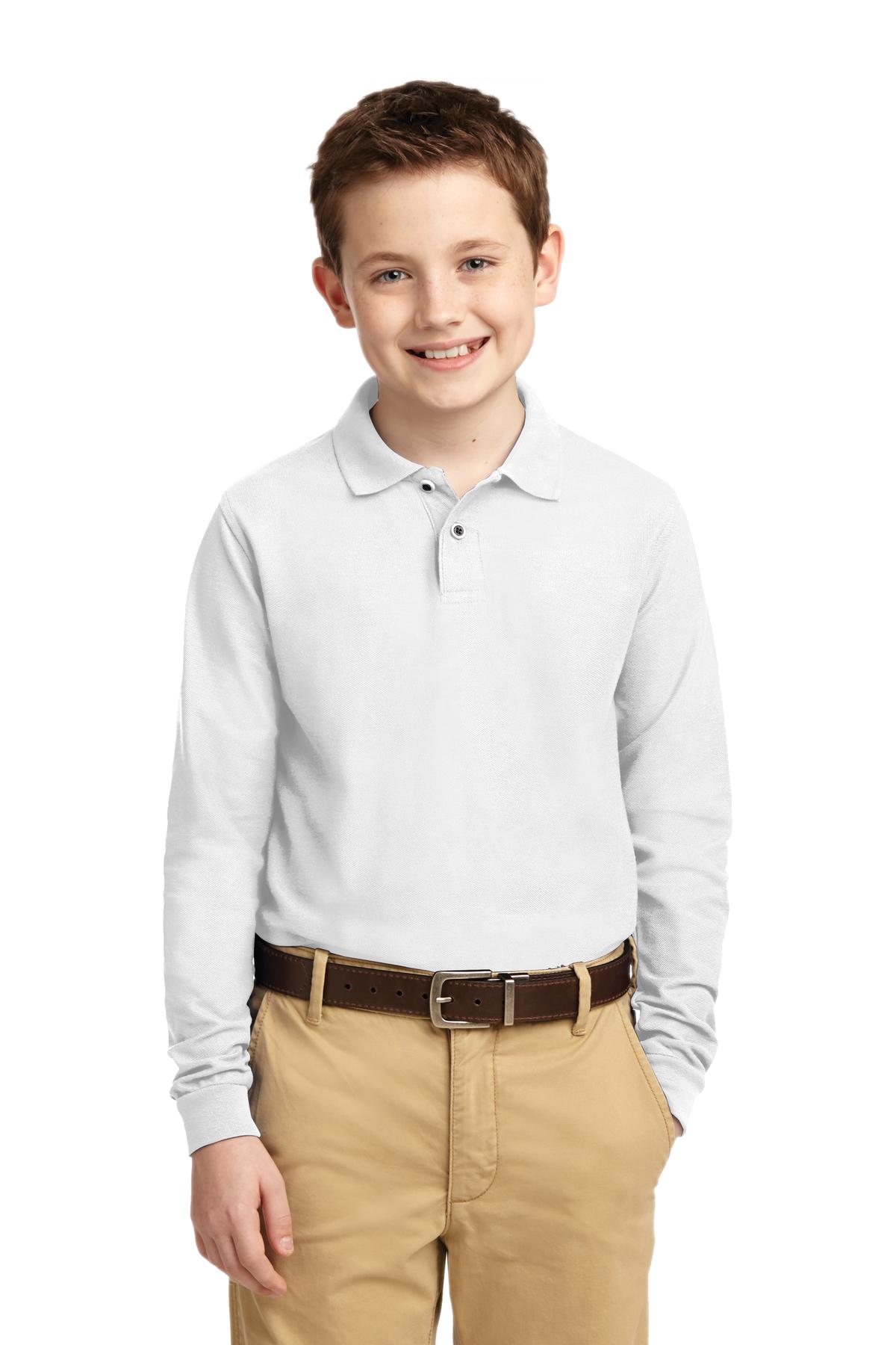 Port AuthorityÂ® Youth Long Sleeve Silk Touchâ„¢ Polo.  Y500LS