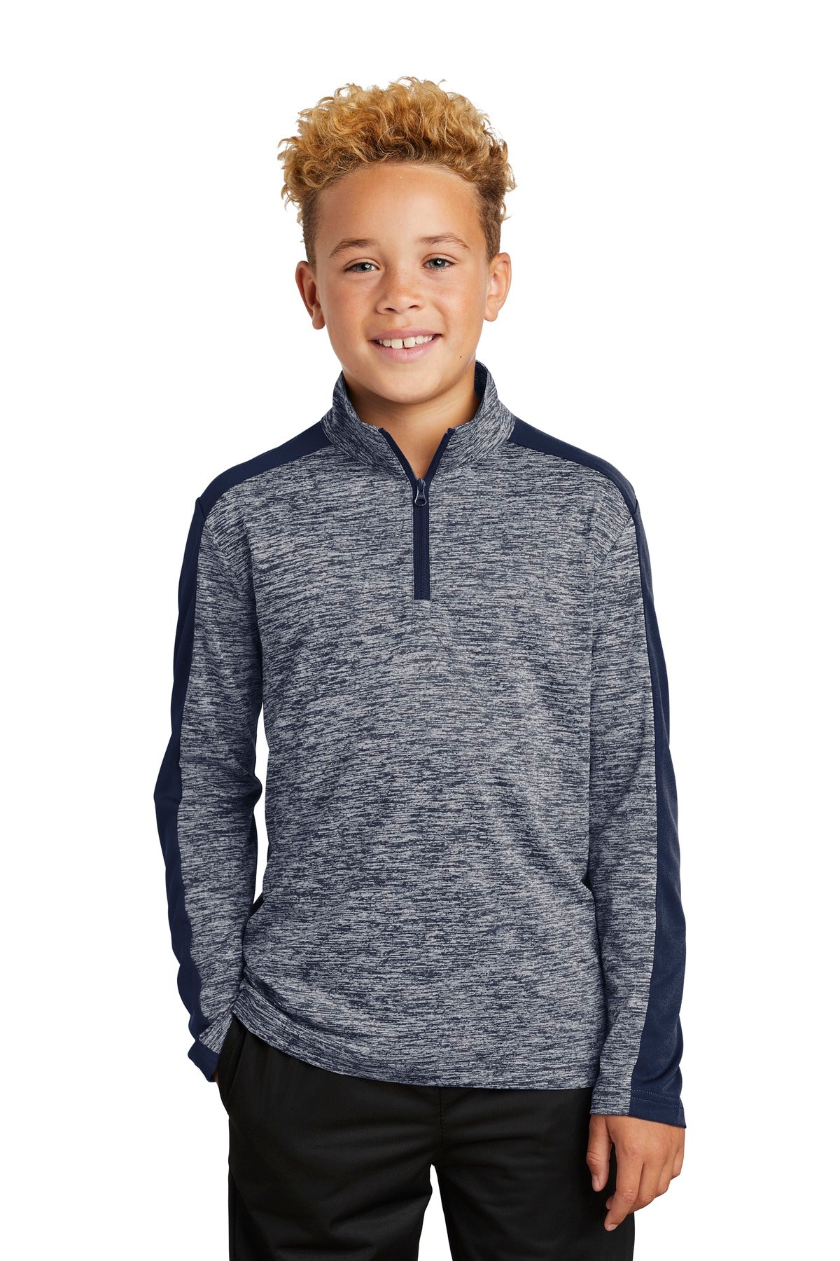 Sport-Tek ? Youth PosiCharge ? Electric Heather Colorblock 1/4-Zip Pullover. YST397