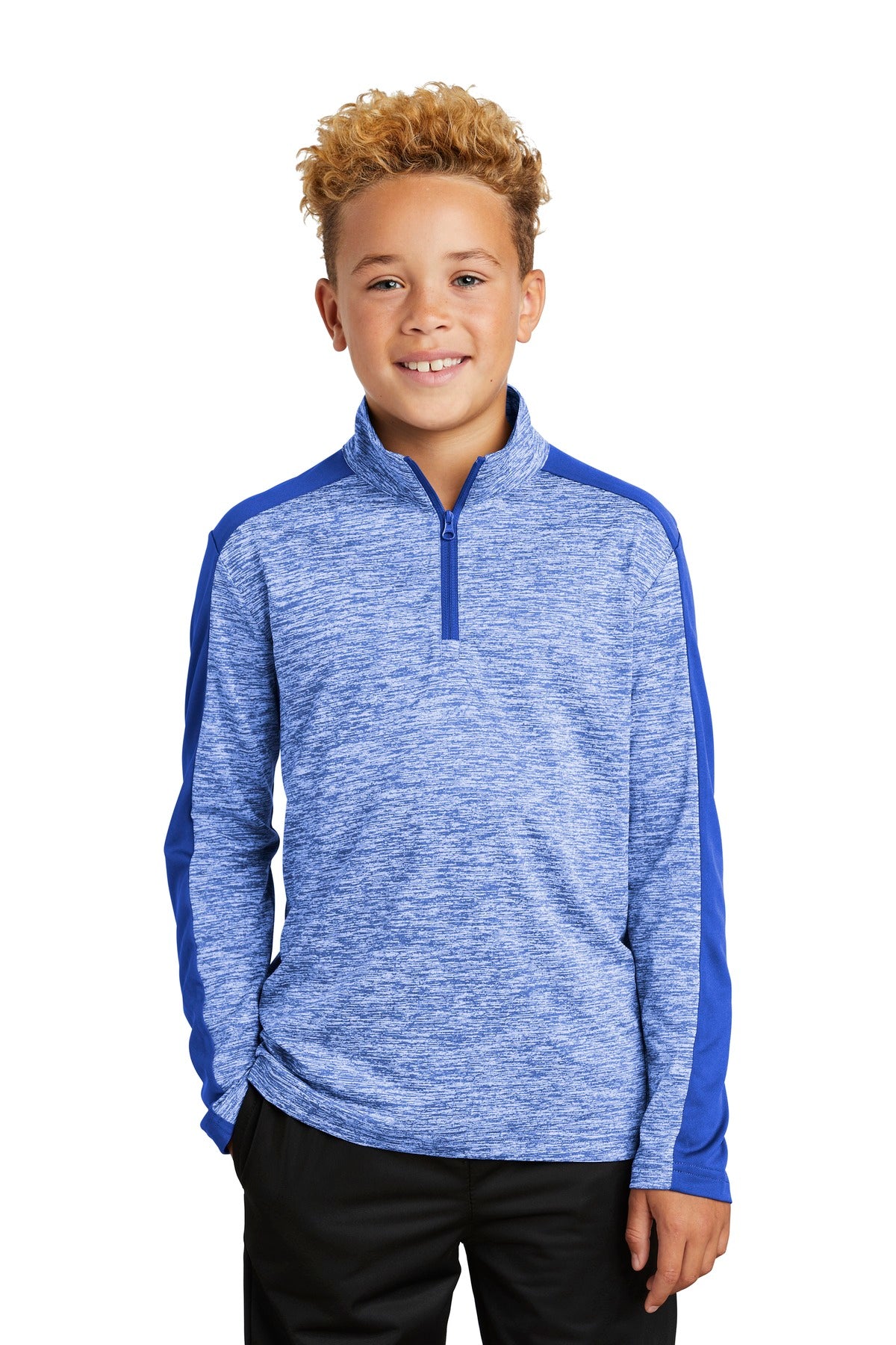 Sport-Tek ? Youth PosiCharge ? Electric Heather Colorblock 1/4-Zip Pullover. YST397