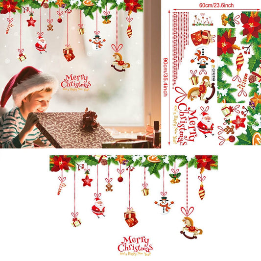 2020 Merry Christmas Wall Stickers Window Glass Festival Wall Decals Santa Murals New Year Christmas Decorations for Home Decor