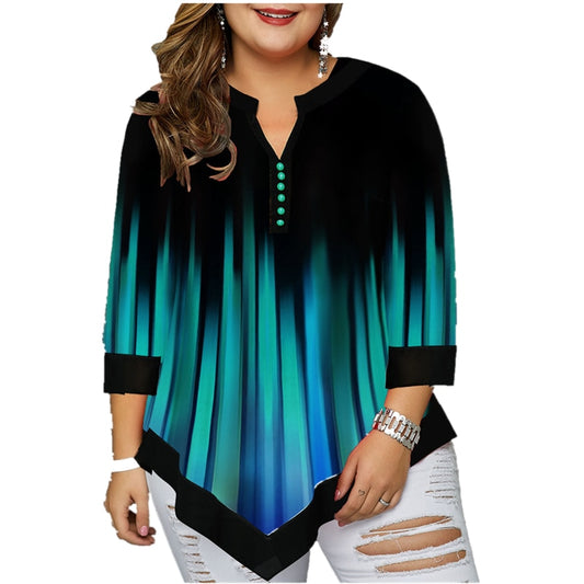 5Xl Womens Plus Size Clothes Fashion Women Spring Gradient Print Irregular