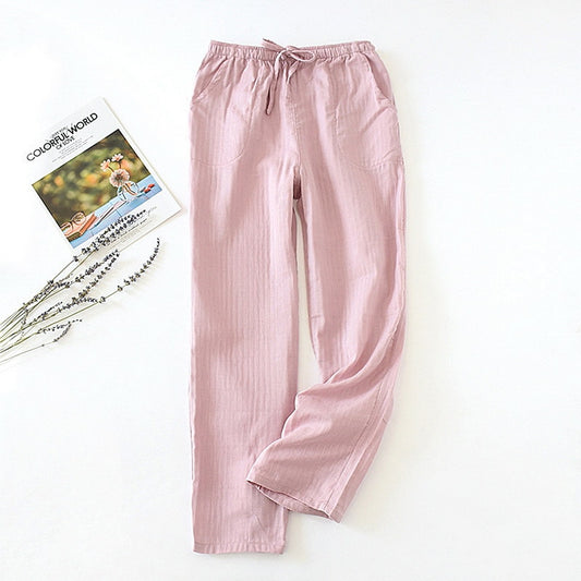 Dihope 100% Cotton Pajamas Pants Couples Home Pants Men Sleepwear Cute