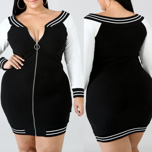 Plus Size Bodycon Sheath 5XL Dress Long Sleeve Casual Dresses Women Front