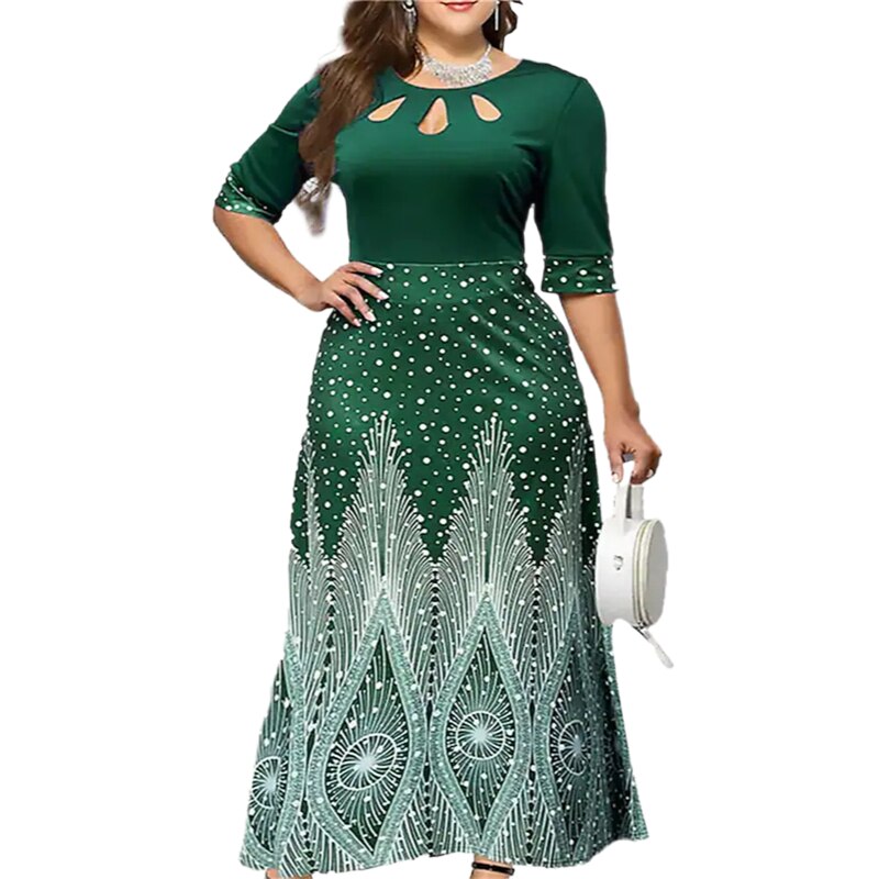 2023 Summer Clothes Plus Size Maxi Dress Ethnic Style High Waist A Line Long