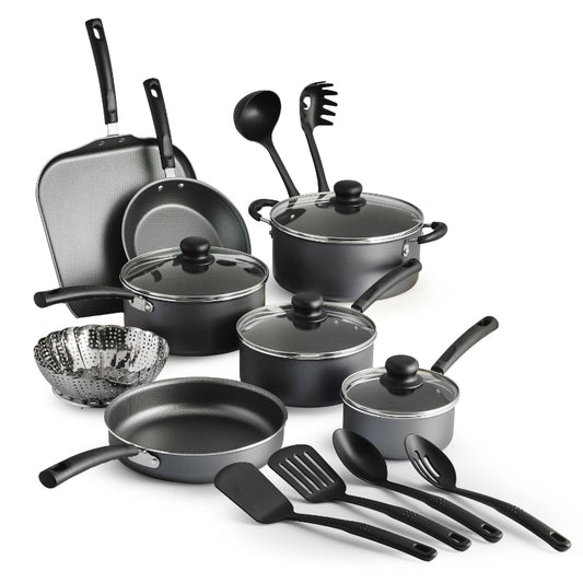 Tramontina Primaware 18 Piece Non-stick Cooking Pot Cookware Set, Steel Gray