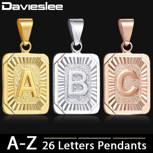 Initial Letter Pendant for Men Women Gold Color A J Z Letter Pendant Necklace