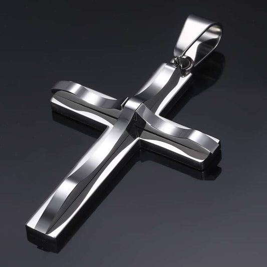 Gold Silver Color Cross Pendant Necklace For Men Stainless Steel Pendant Neckl