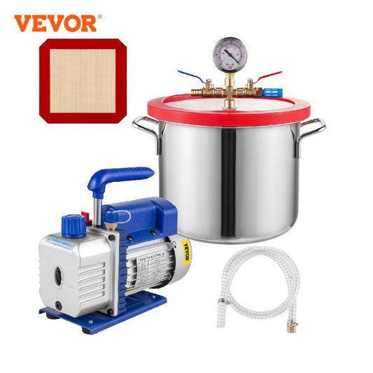 VEVOR 3CFM 4CFM Refrigerant Vacuum Pump W/ 1.5-5Gallon Vacuum Chamber