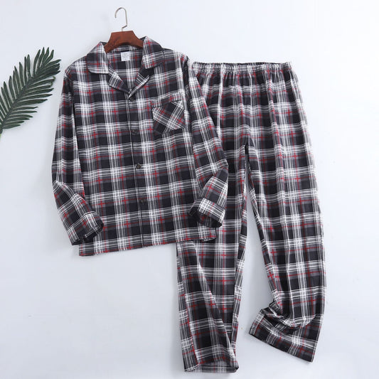 Plaid Design Multi Colors Warm Cotton Flannel Long-sleeved Trousers Pajamas