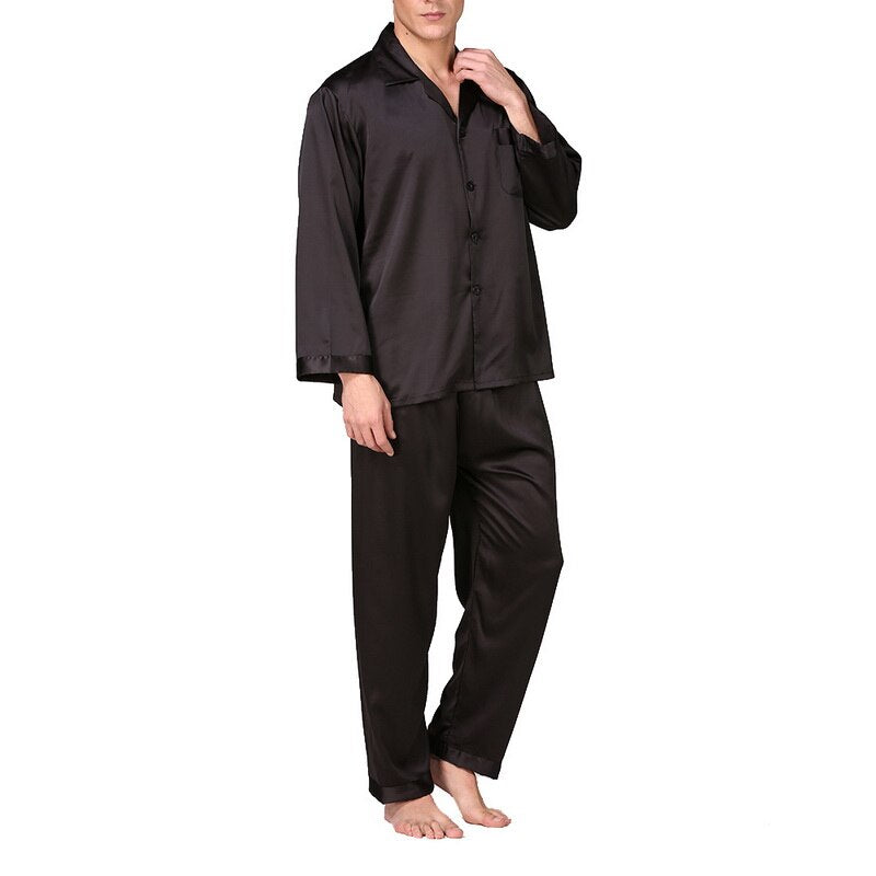 Men's Stain Silk Pajama Set Men's Sleepwears Men Gorgeous Soft Homme Cozy Satin