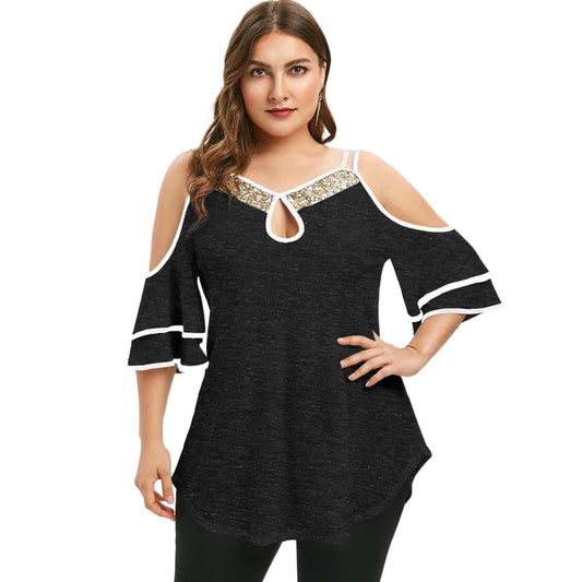 Loose Plus Size Women Tunic Top Street Wear Off Shoulder Oversized Baggy Tee