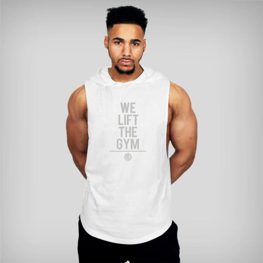 Brand Gym Clothing Mens Bodybuilding Hooded Tank Top Cotton Sleeveless Vest Sweatshirt Fitness Workout Sportswear Tops Tees