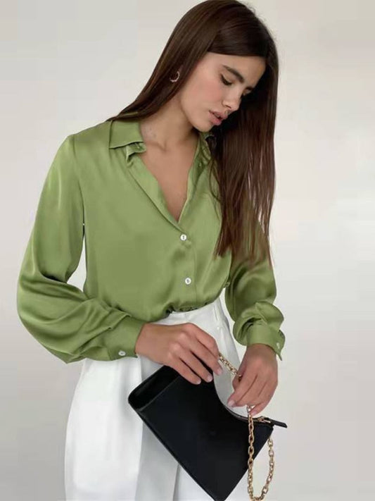 Blusas Mujer De Moda 2022 Summer Female Top Female Women Shirts Women's Green Shirt Blouses Tops Long Sleeve Chic Woman Blouse