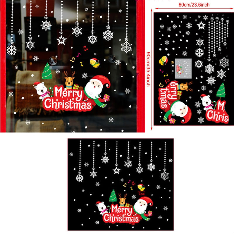 2020 Merry Christmas Wall Stickers Window Glass Festival Wall Decals Santa Murals New Year Christmas Decorations for Home Decor