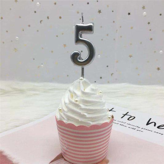 1pc Silver Rose Gold Candles for Happy Birthday Party Decorations 0-9 Number Candles Cake Cupcake Topper Party Supplies