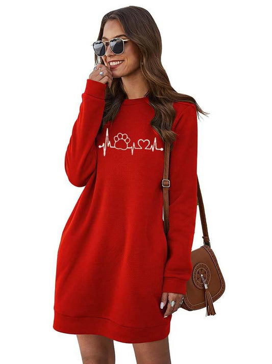 Embroidery Sweatshirt Dress Women Autumn Winter Long Sleeve Fashion Pocket Elegant Ladies Plus Size Casua Mini Dresses Vestidos