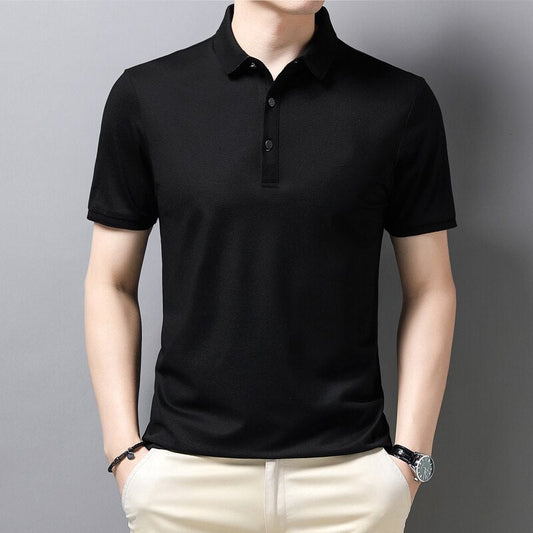 High End Polo Shirts for Men Business Tops Men's Clothing New Polos Cool Designer Classic Pure Color Cotton Casual Lapel 2022