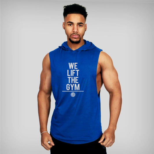 Brand Gym Clothing Mens Bodybuilding Hooded Tank Top Cotton Sleeveless Vest Sweatshirt Fitness Workout Sportswear Tops Tees