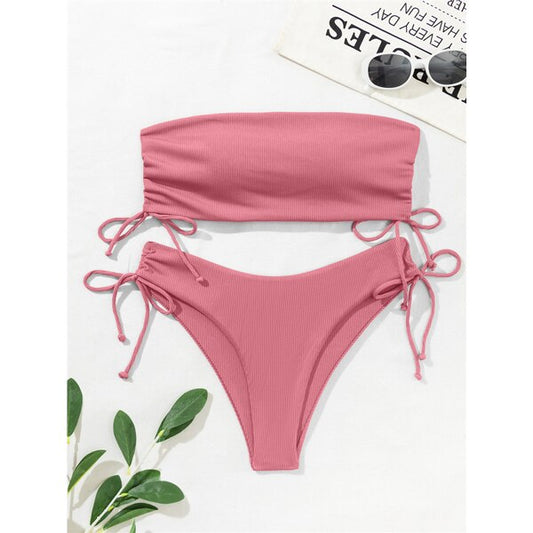 Gorgeous Bandeau Bikini Women Swimsuit 2022 New Swimwear Female Bikini Set Push Up Bathing Suit Shirring Beachwear Brazilian Biquini