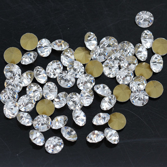 Wholesale Ss1-Ss47 Czech Crystal Clear Pointed Back Round Rhinestones Beads Stones Glitter Beads for Jewelry Nail Making DIY