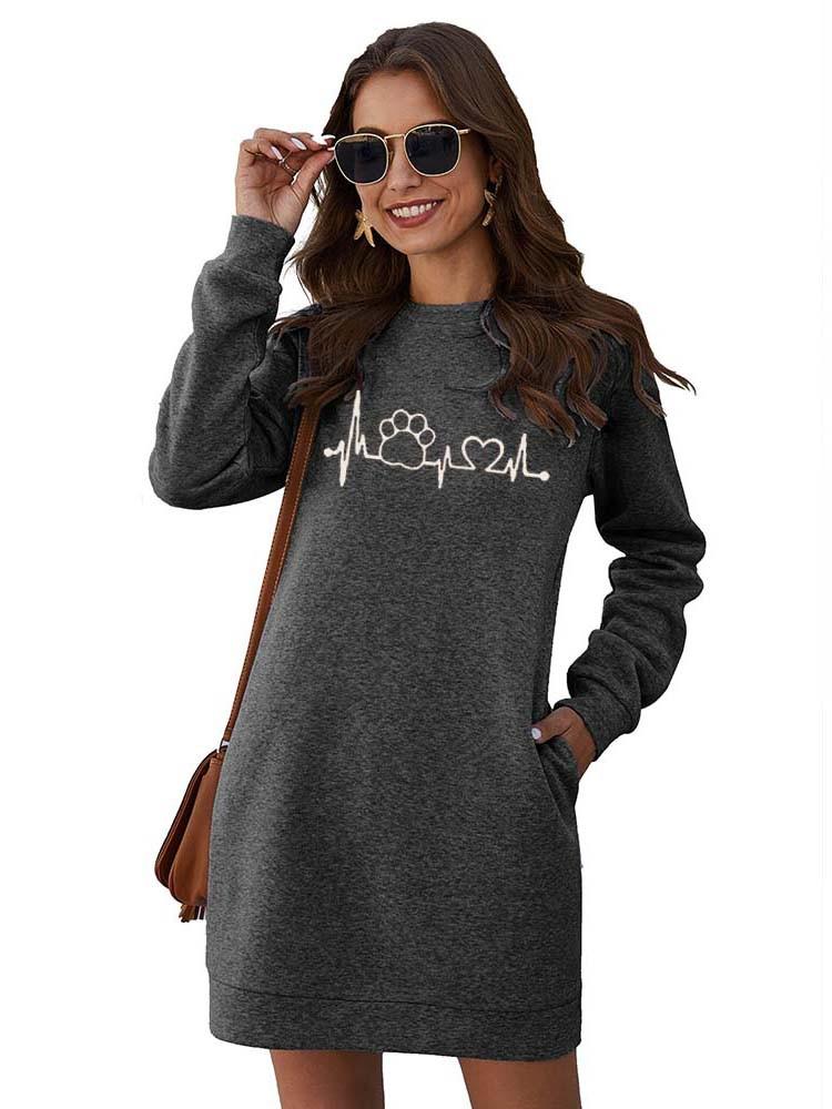 Embroidery Sweatshirt Dress Women Autumn Winter Long Sleeve Fashion Pocket Elegant Ladies Plus Size Casua Mini Dresses Vestidos