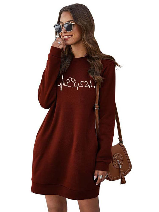 Embroidery Sweatshirt Dress Women Autumn Winter Long Sleeve Fashion Pocket Elegant Ladies Plus Size Casua Mini Dresses Vestidos