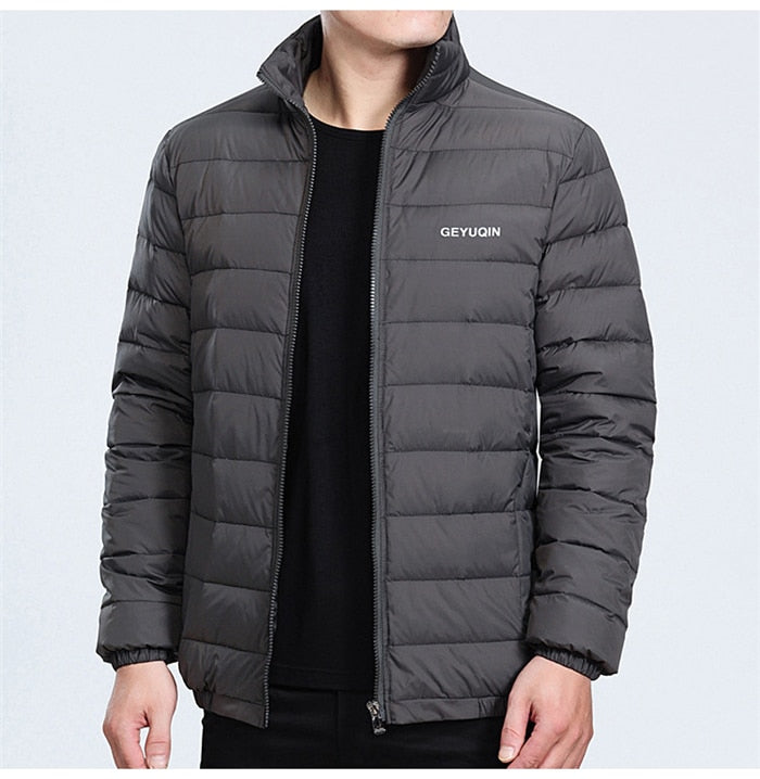 Mens Autumn Jacket Coat 2020 White Duck Down Light Jacket Casual Outerwear Snow Warm Stand Collar Brand Male Feather Coat Parkas